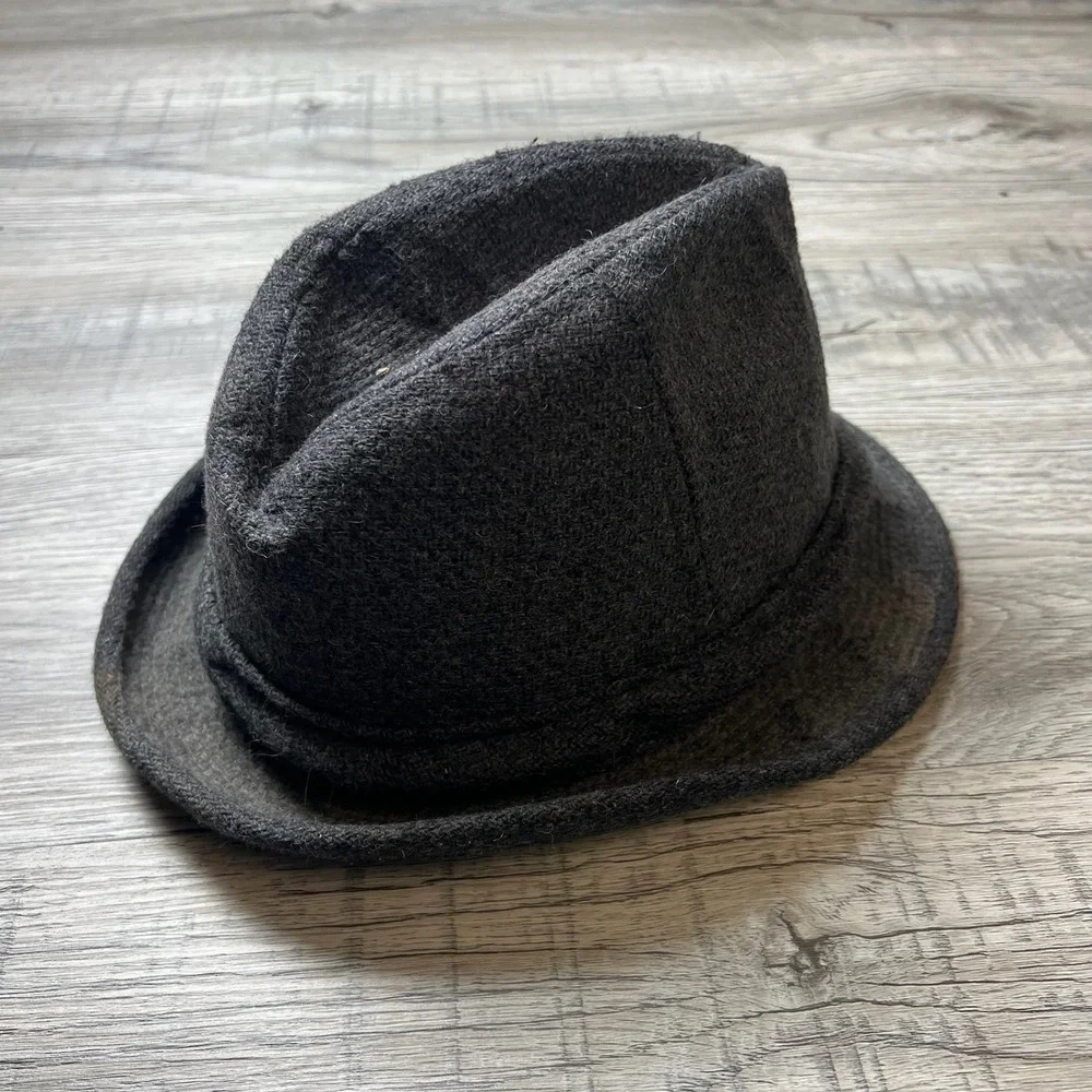 Fifth Avenue New York Fedora Mens M Charcoal Grey Wool Blend‎ Trilby Hat vtg 50s